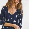 V Neck Soft Touch Animal Print Longline Top