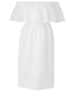 Value White Cotton Bardot Beach Dress