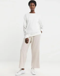 White Broderie Sleeve Sweatshirt