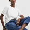White Crew Neck Short Puff Sleeve Jumper