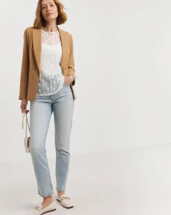 White Lace High Neck Long Sleeve Top