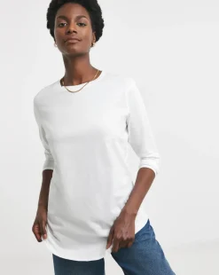 White Longline Curved Hem Top