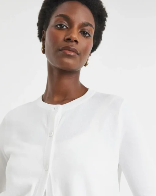 White Short Sleeve Cardigan
