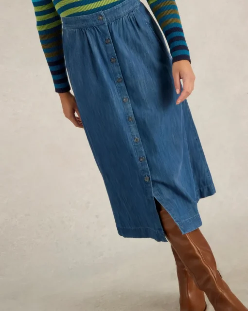 White Stuff Heather Denim Midi Skirt