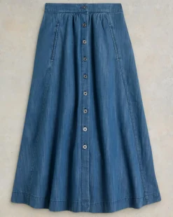 White Stuff Heather Denim Midi Skirt
