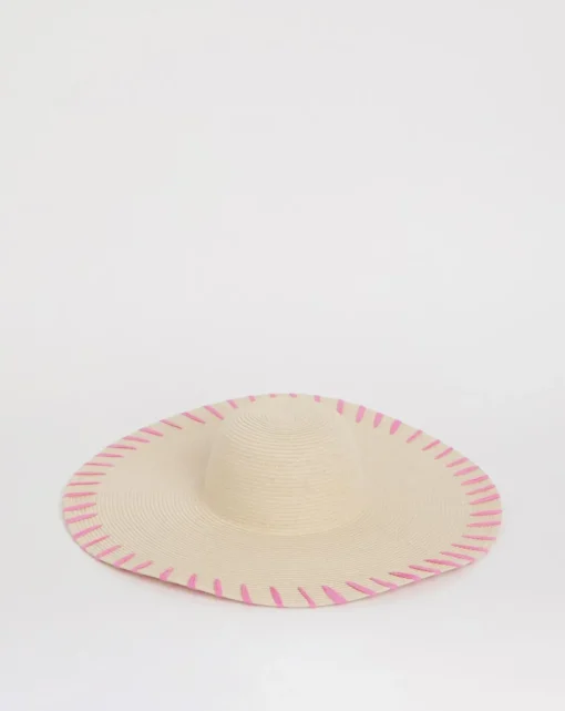Wide Brim Raffia Edge Straw Hat