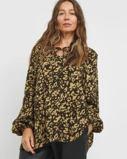 Womens Viscose Tie Detail Blouse- Animal