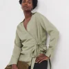 Wrap Tie Cotton Shirt
