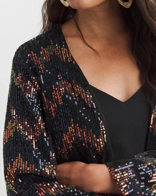 Zig Zag Sequin Longline Cardi